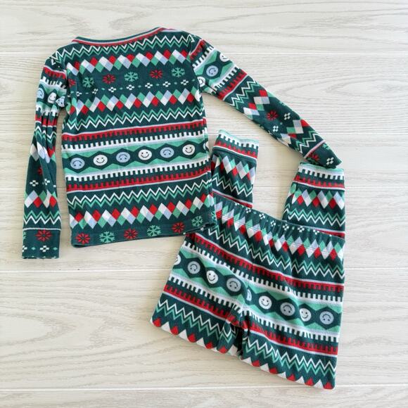 Cat & Jack Kids Pajama Set Size 4 – Fairisle Christmas Green Snug Fit - Picture 2 of 5